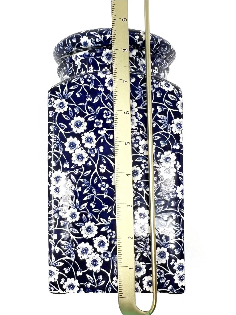 Vintage Royal Crownford Calico Blue & White Lidded Canister Floral Ironstone Jar
